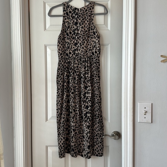 Ebony Eve 100% silk cheetah leopard print midi day dress size 4 - Picture 2 of 4